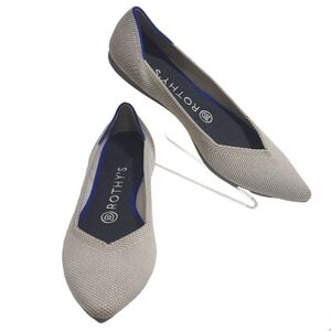 Rothys Women's The Point Ballet‎ Flat Slip On Shoes Size 7 Diamond Twill Gray
